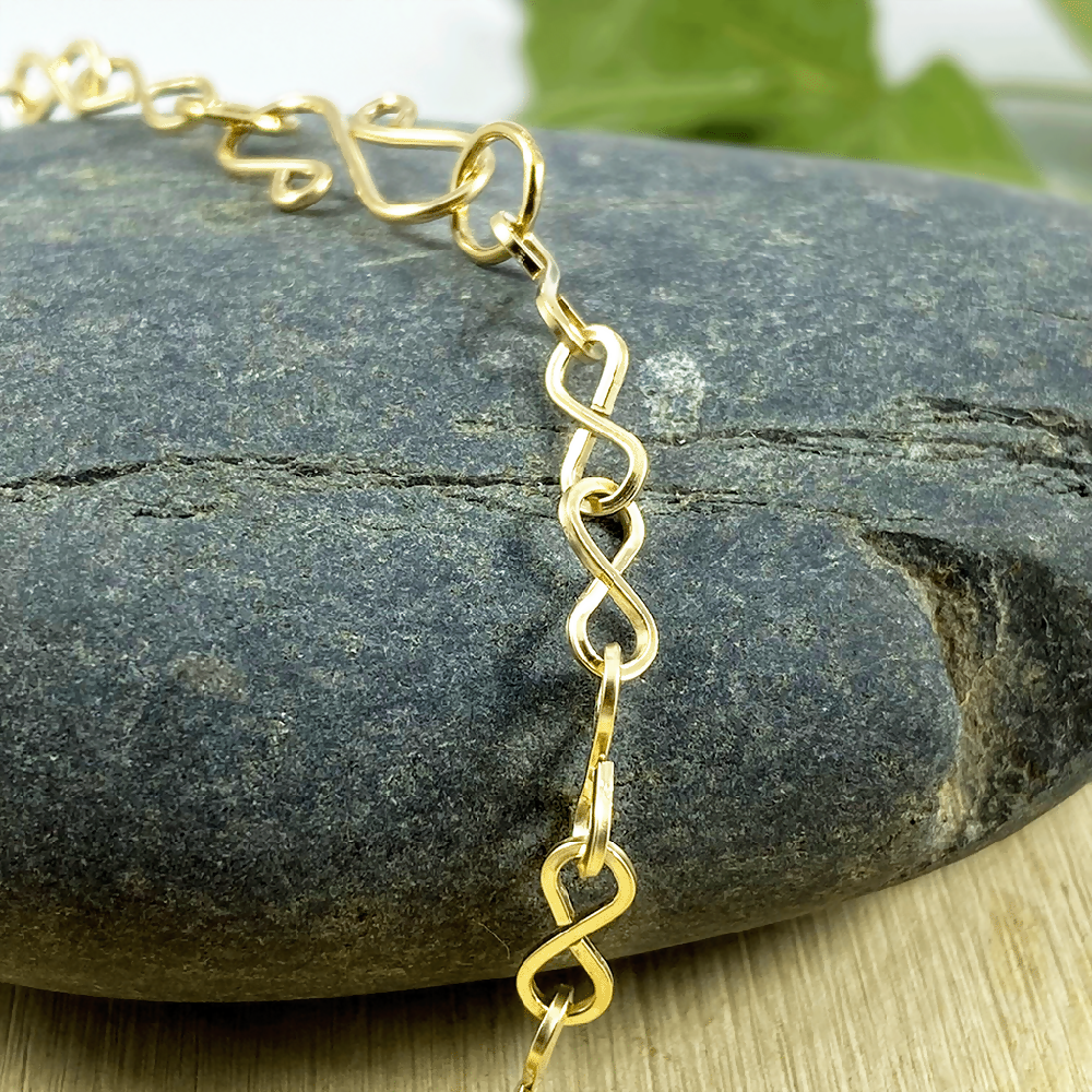 14k Gold Filled bracelet square infinity link chain handcrafted_4_1024