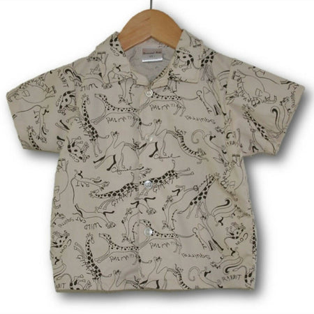 Natural Animal Print Boys Cotton Shirt