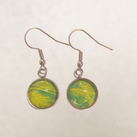 Green and Yellow Stainless Steel Earrings