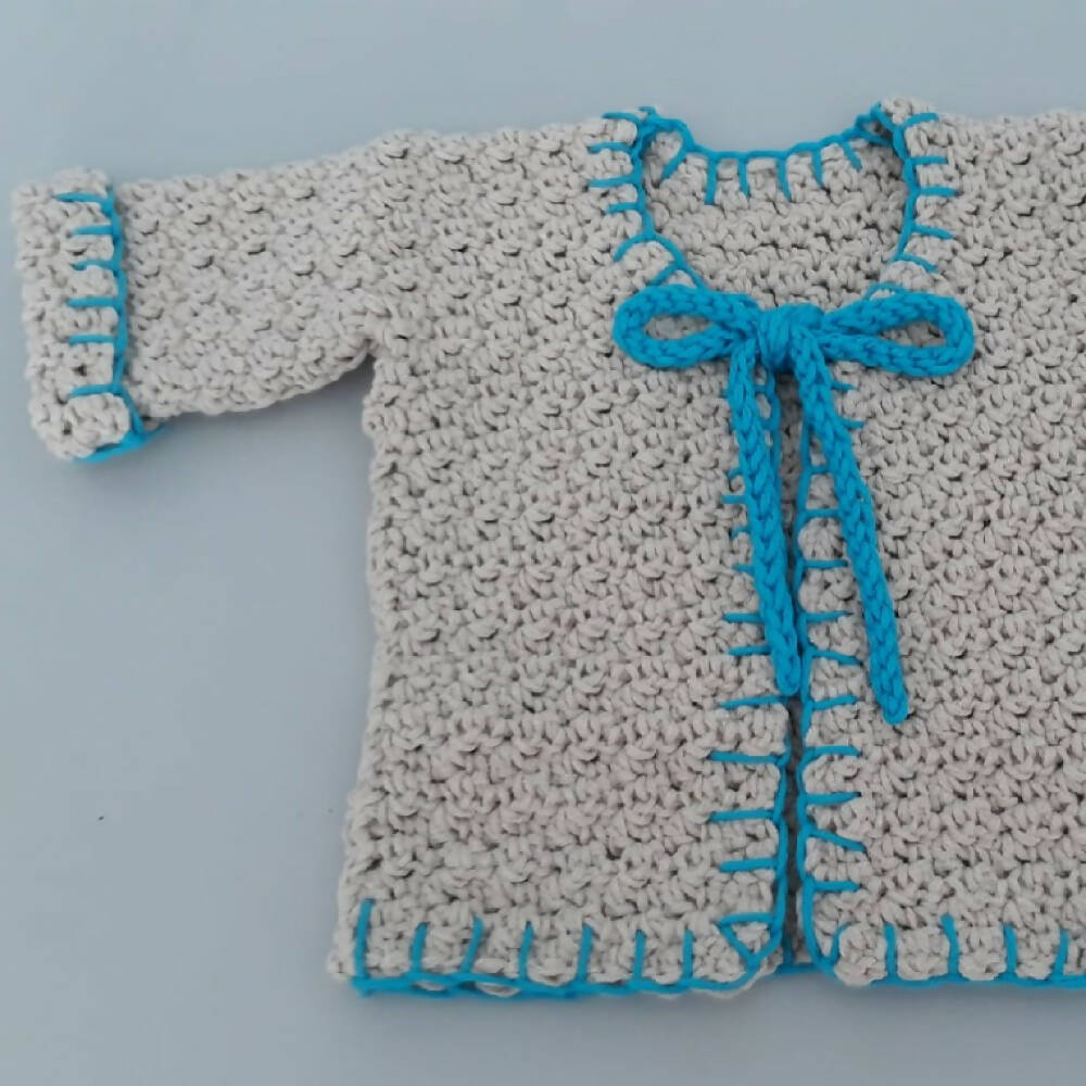 Baby Cardigan Newborn, blue trim