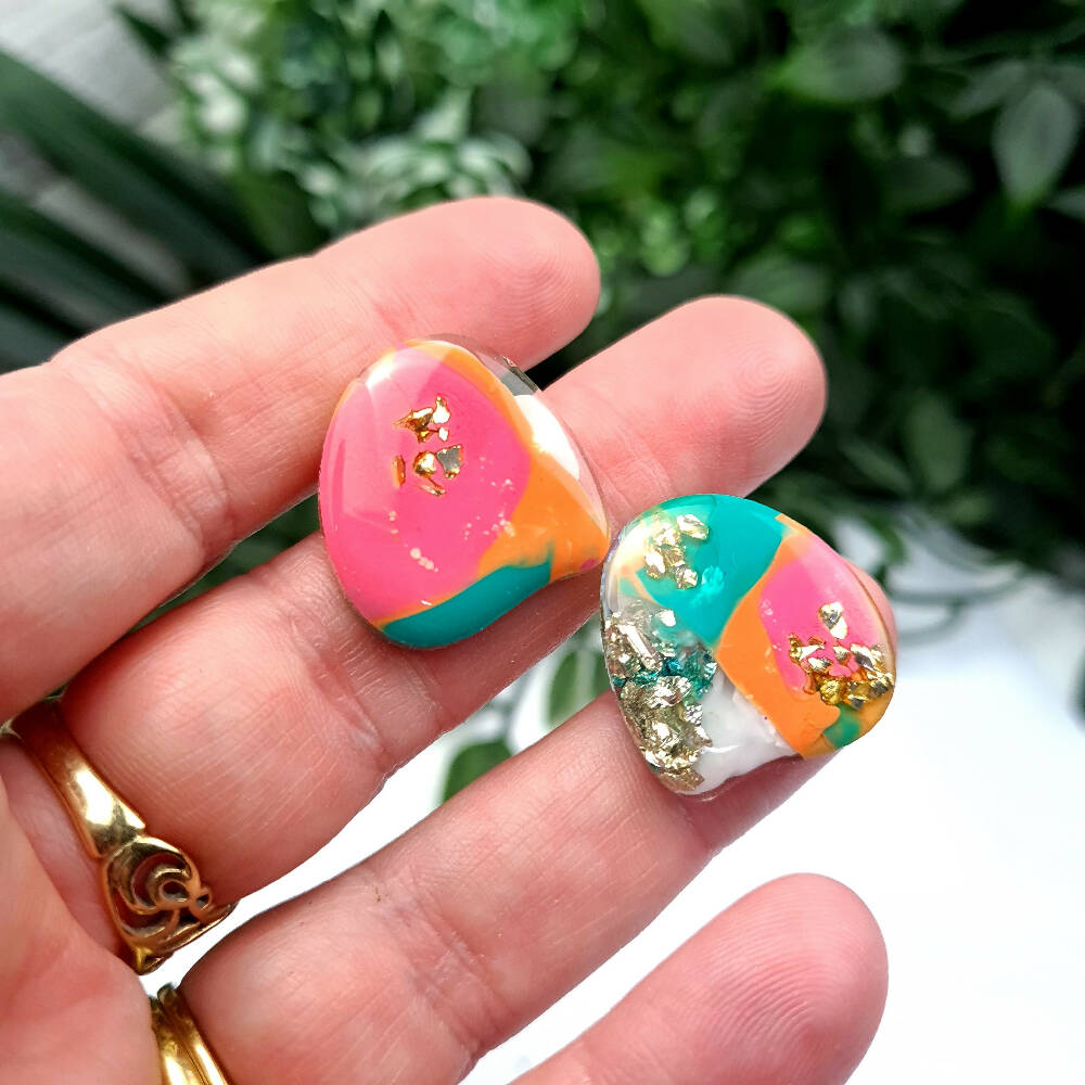 Stud Earrings Annabelle Arc Lime Pink Gold (3)