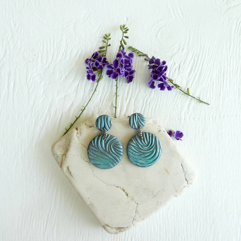 Blue Polymere Clay Earrings "Lillian"