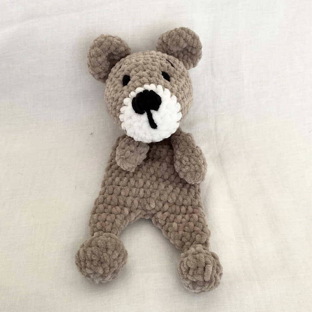 Crochet Plush Snuggler Baby Comforter, Bear, Mini