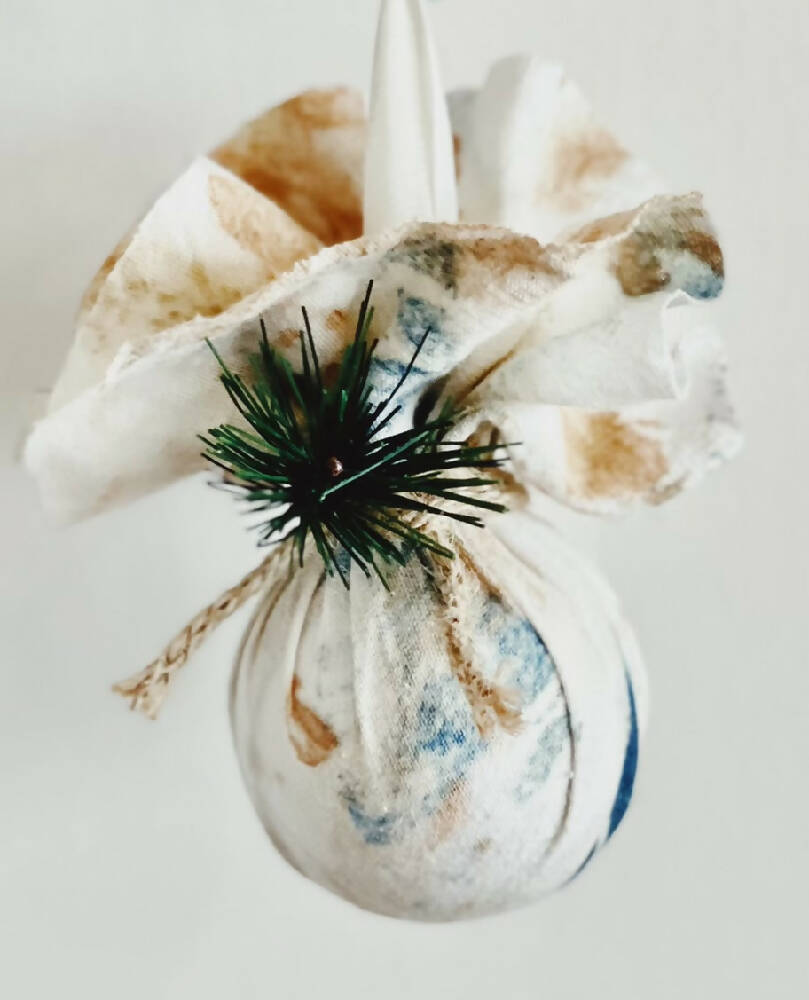 Shibori Special Edition | Scented Christmas Baubles |Flour Sack Cotton Fusion ArT bY HaND