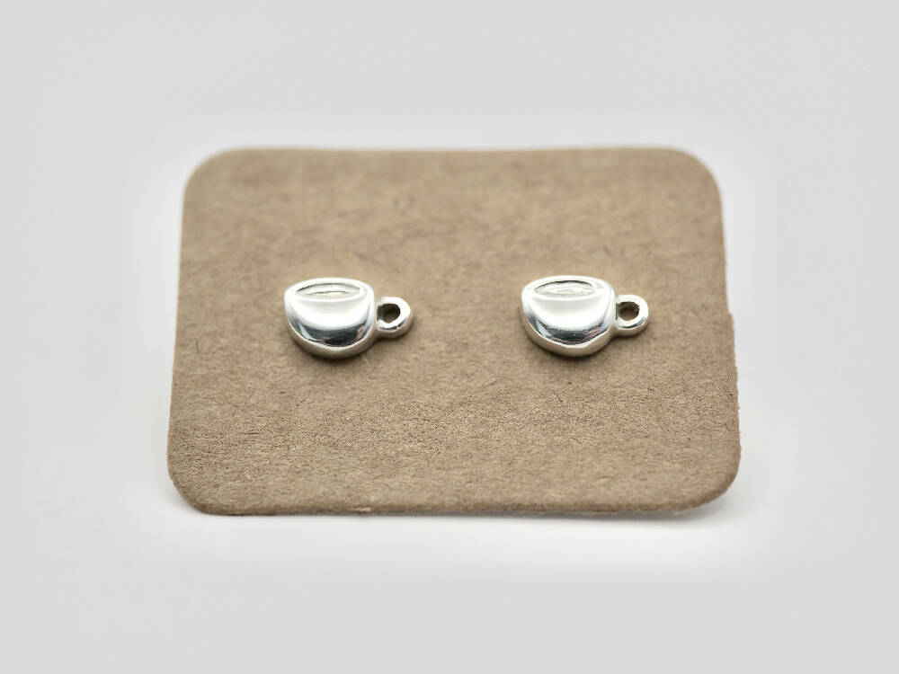 Coffee Cup Studs - Handmade Sterling Silver Earrings