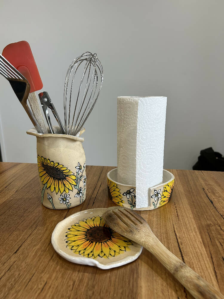 Kitchen Set - Utensil Holder, Spoon Rest, Paper Towel Holder