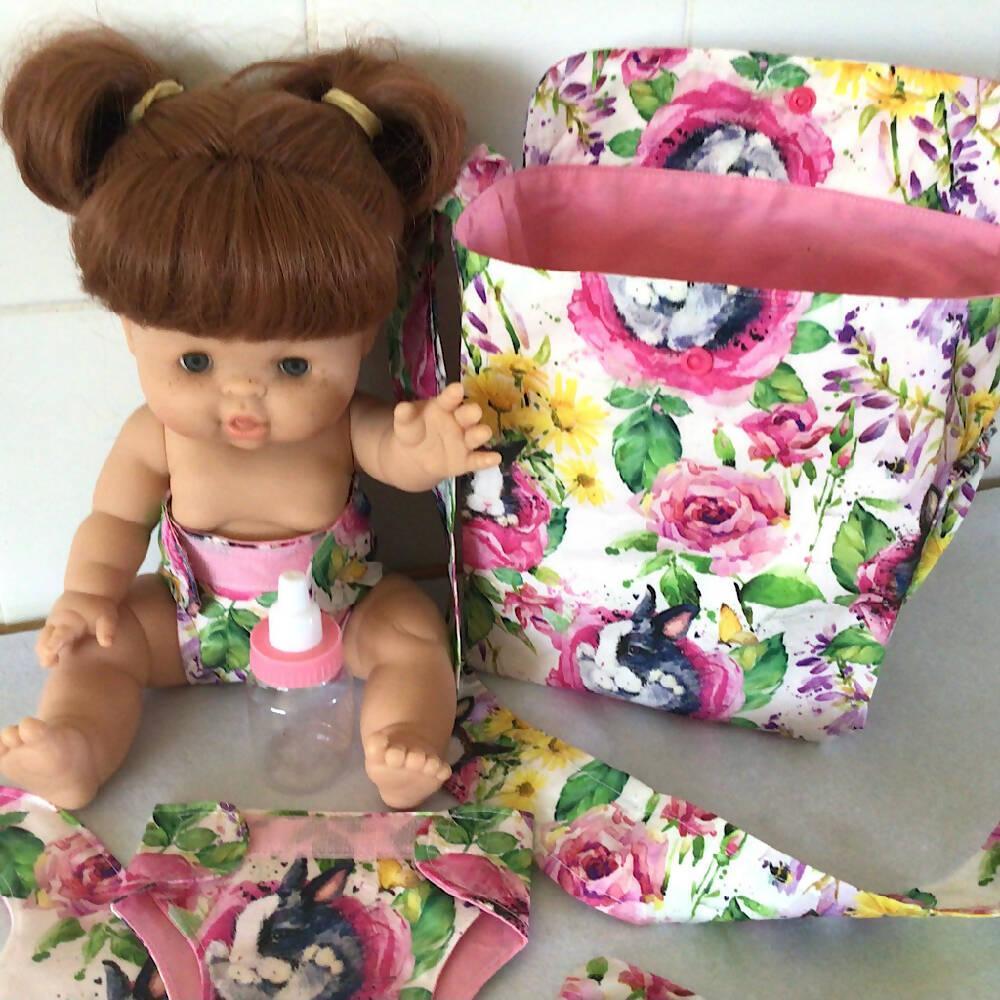 Nappy Bag and accessories for Baby Doll #3 Springtime Bunny