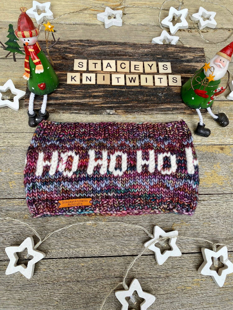 DOWNLOAD - Knitting Pattern - Christmas Headband, HoHoHo Headband Pattern