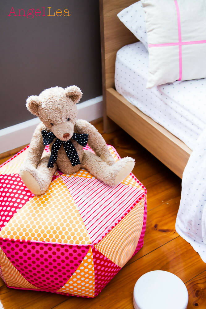 Hexagon Pouf HARD COPY Paper Sewing Pattern Triangle Patchwork Ottoman