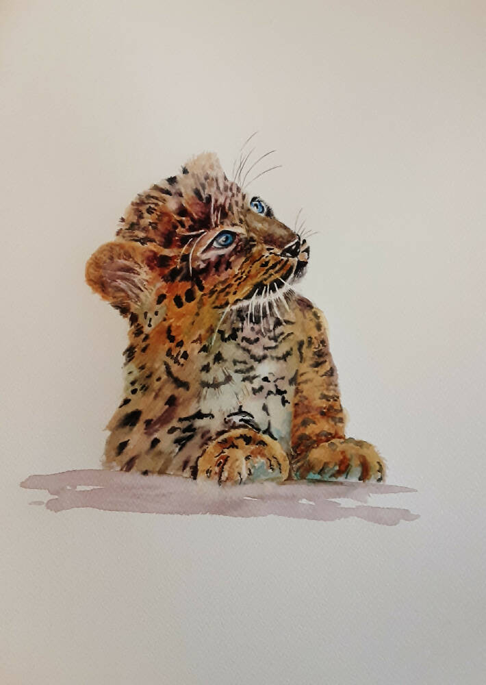 Cuteness Of Cub - original watercolour painting