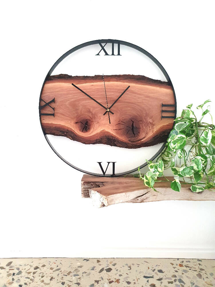 Wall Clock,51cm Diameter, Australian Made,wedding gift couple unique, hanging art feature, Fifth Wedding Anniversary Gift,