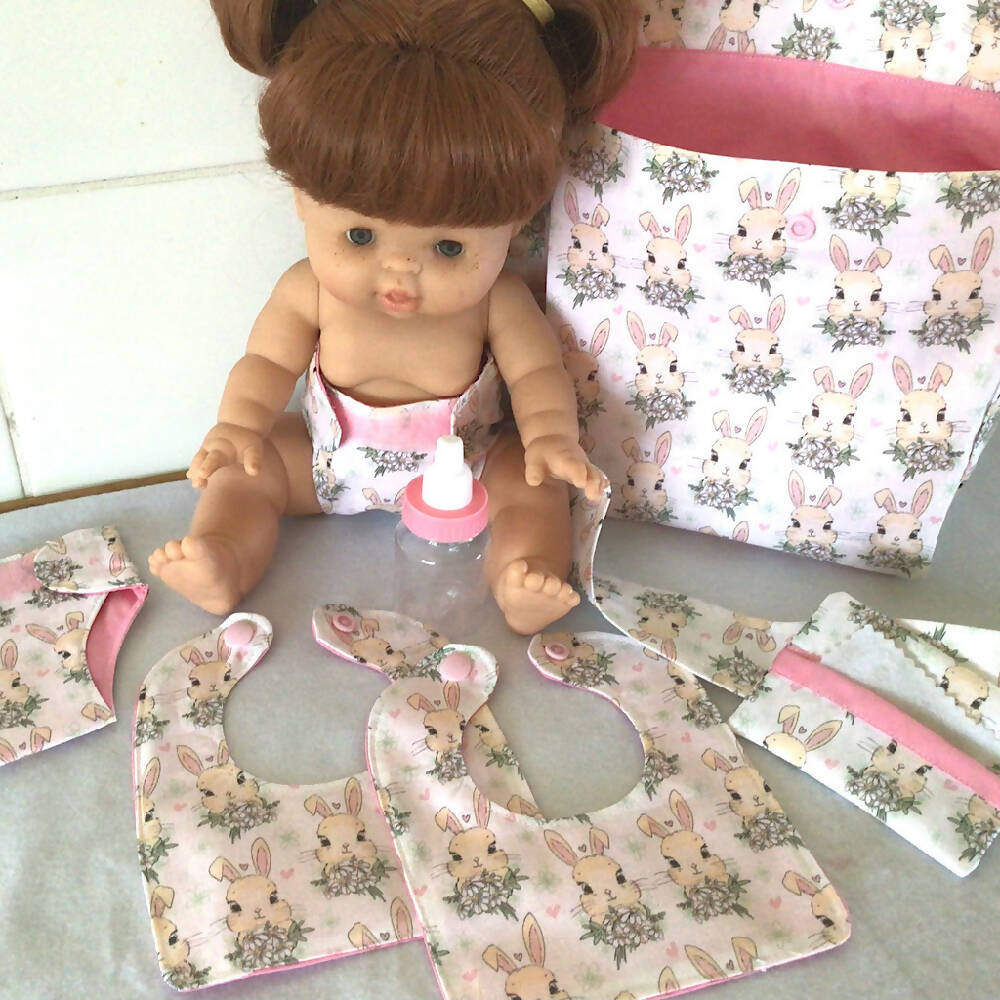 Nappy Bag and accessories for Baby Doll #3 Sweet baby bunny