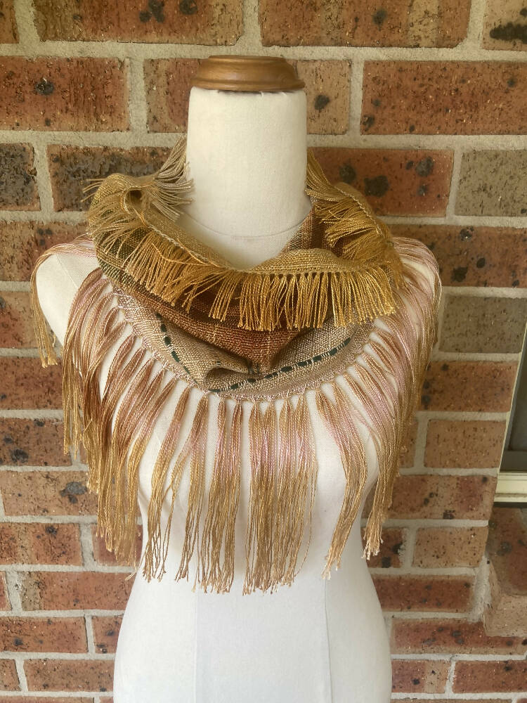 Cowl / infinity scarf - handwoven and hand-dyed - tencel/cotton