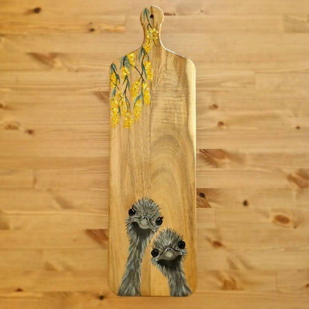 Serving board - emu pair with wattle