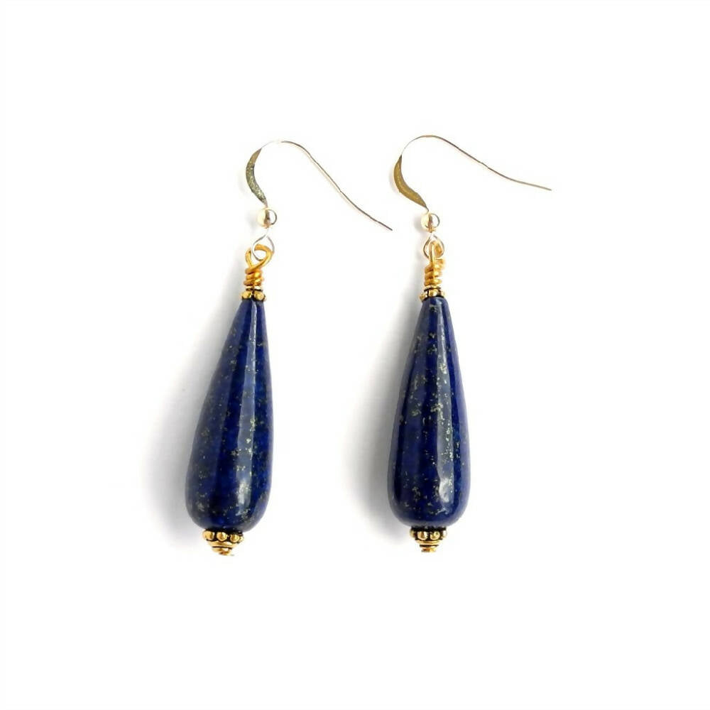 Teardrop Earrings Lapis Lazuli and Gold