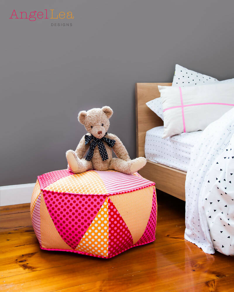 Hexagon Pouf HARD COPY Paper Sewing Pattern Triangle Patchwork Ottoman