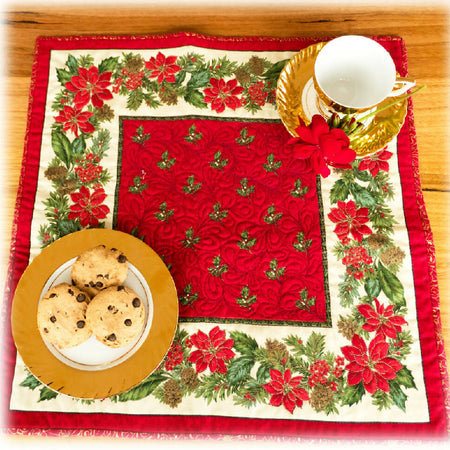 Christmas table centre. Gold embroidery. Reversible. Free shipping