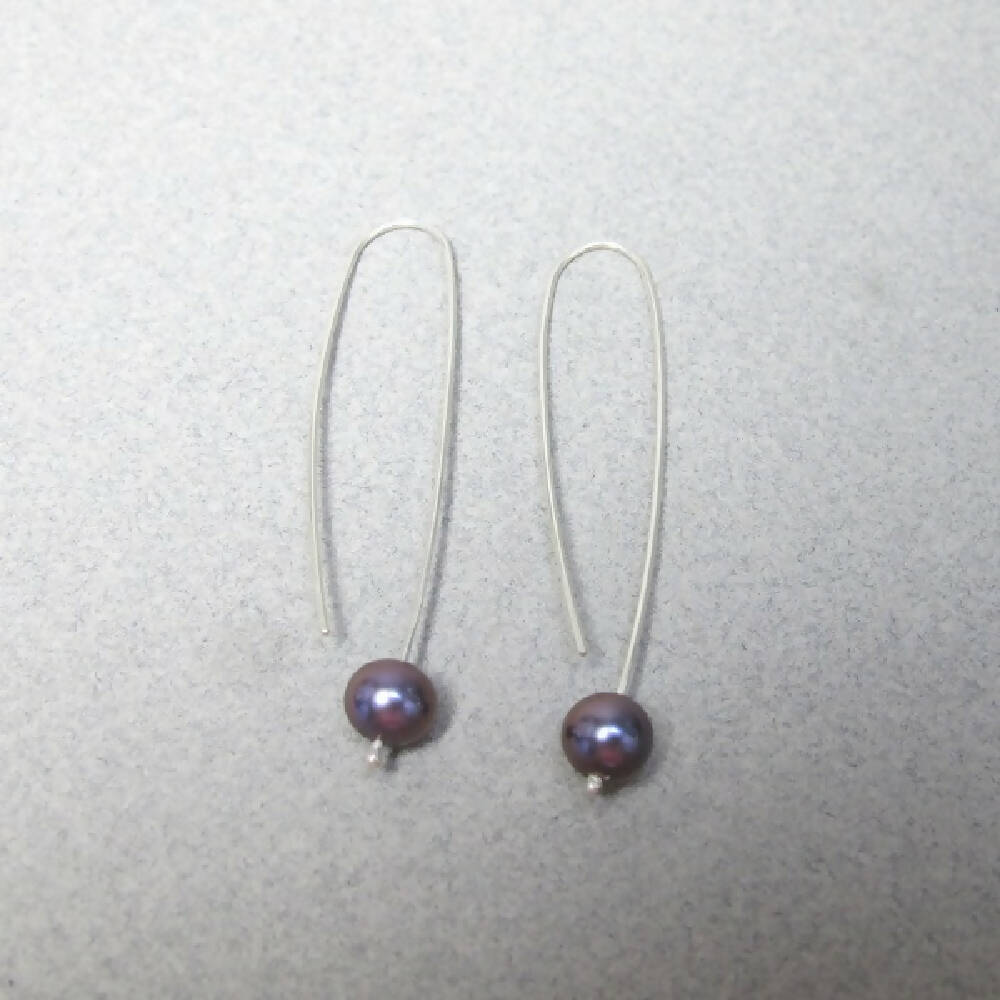 long bBlack fresh water pearls long sterling silver earrings 4