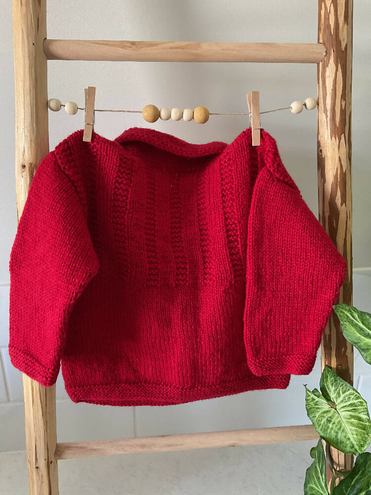 Baby Cardigan in Cherry Red, 6-12months