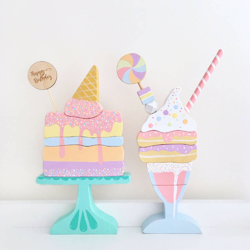 Premade/ Hand painted Wooden Fancy Milkshake stacker.