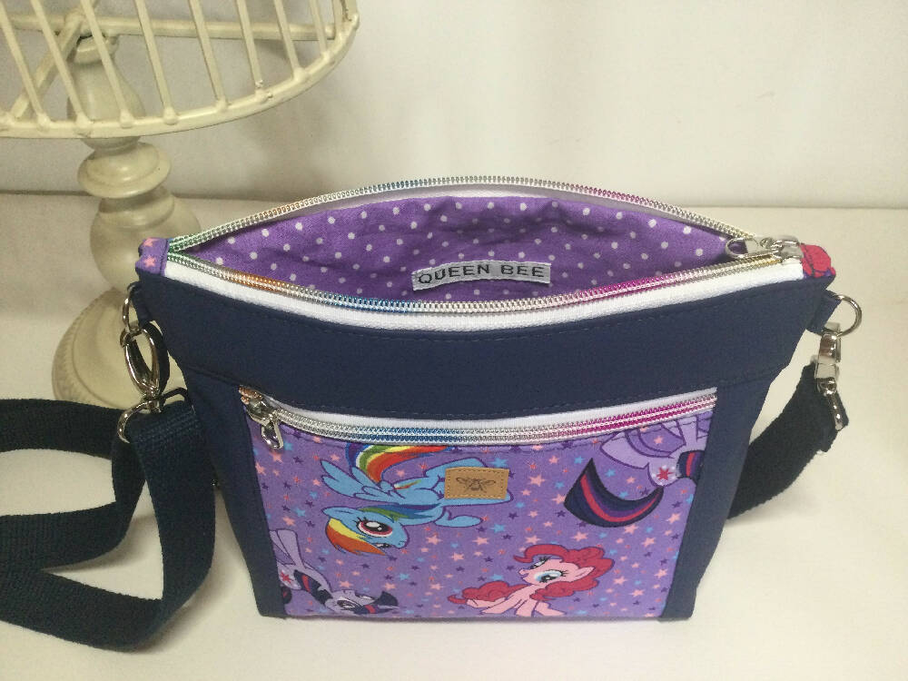 Devlin Crossbody - MLP on Purple/Navy Faux Leather