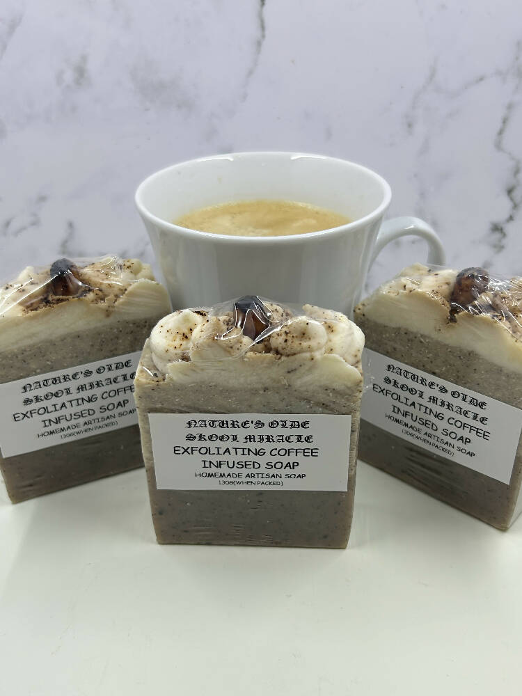 Exfoliating coffee infused soap