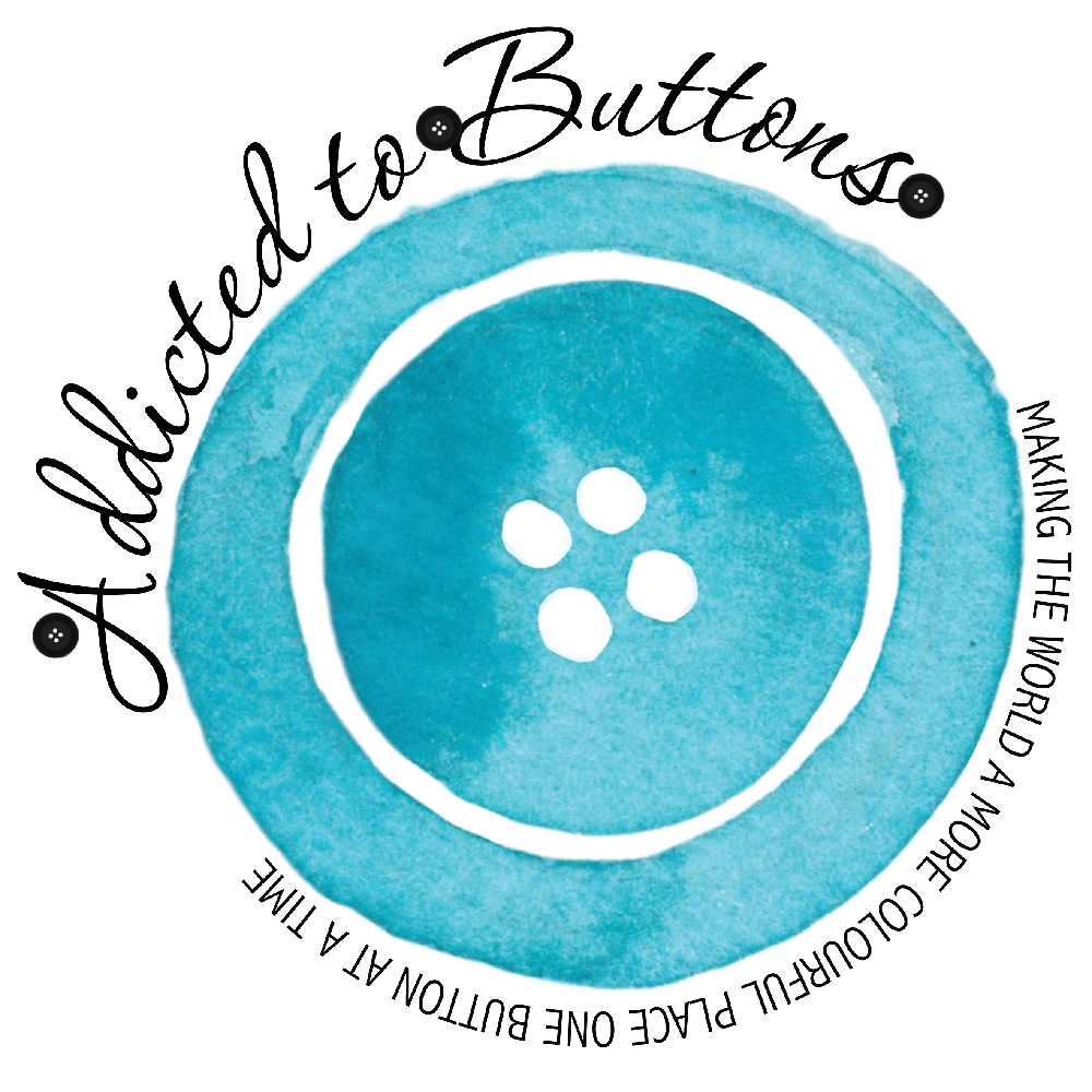 Button Necklace Sailor Bluebird Red Blue White with Earrings