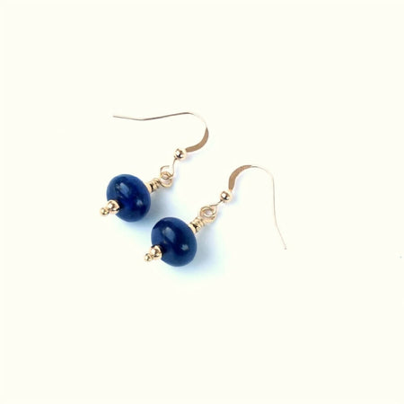 Lapis Lazuli Disc and Gold Earrings