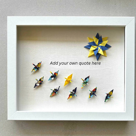 Custom order gift - handmade with your own quote, colour selection, and exquisite cranes for you