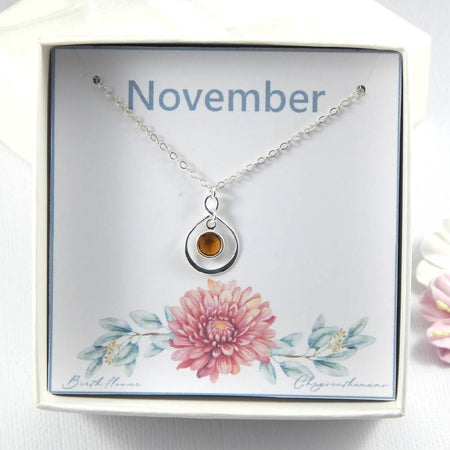 Sterling Silver Birthstone Necklace Choose Your Birth Month
