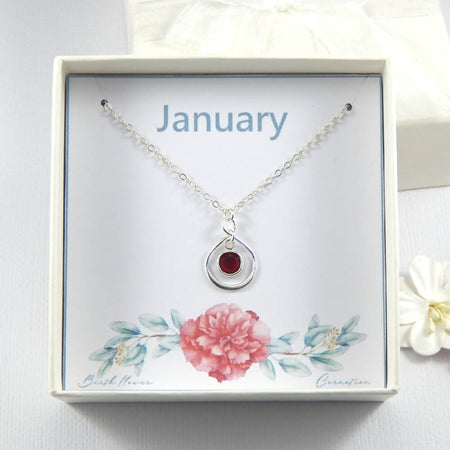 Birthstone Sterling Silver Necklace Choose Your Birth Month