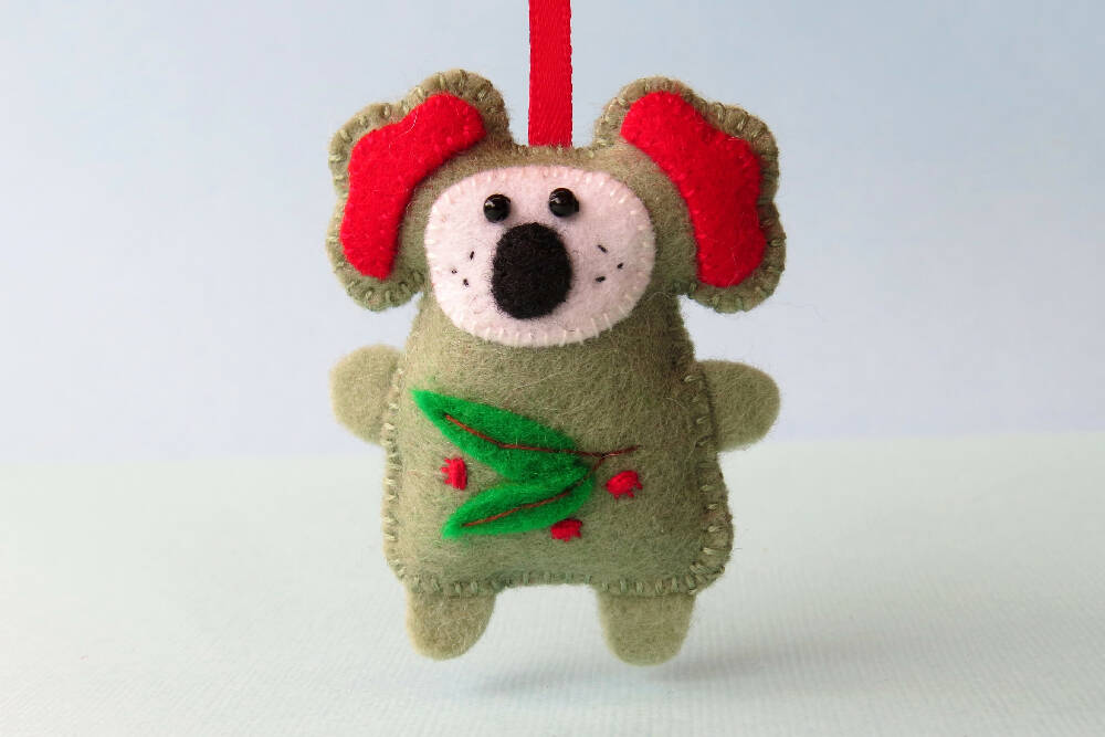 Christmas Ornament - Wool Felt Koala - Australian Animal