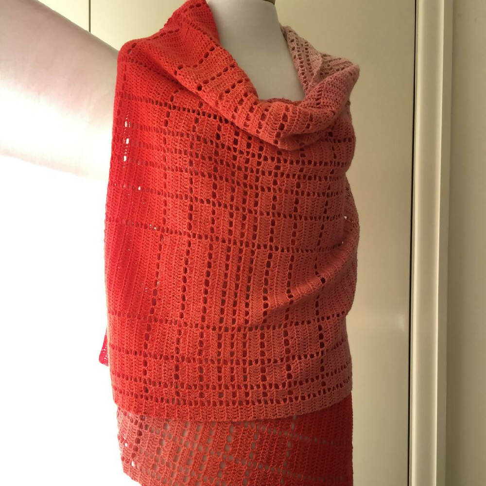 Crochet Carlos wrap hand made in premium Scheepjes Whirl cotton