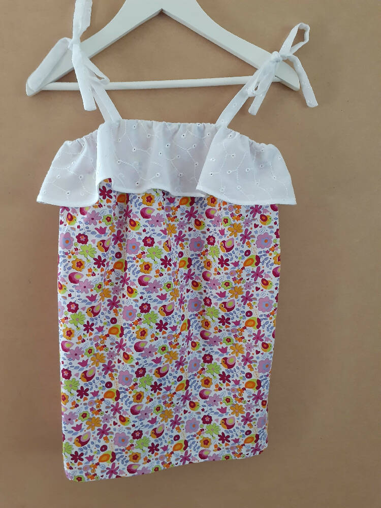 Cute Child's Dresses in Bird & Flower Print. Available in 2 styles.