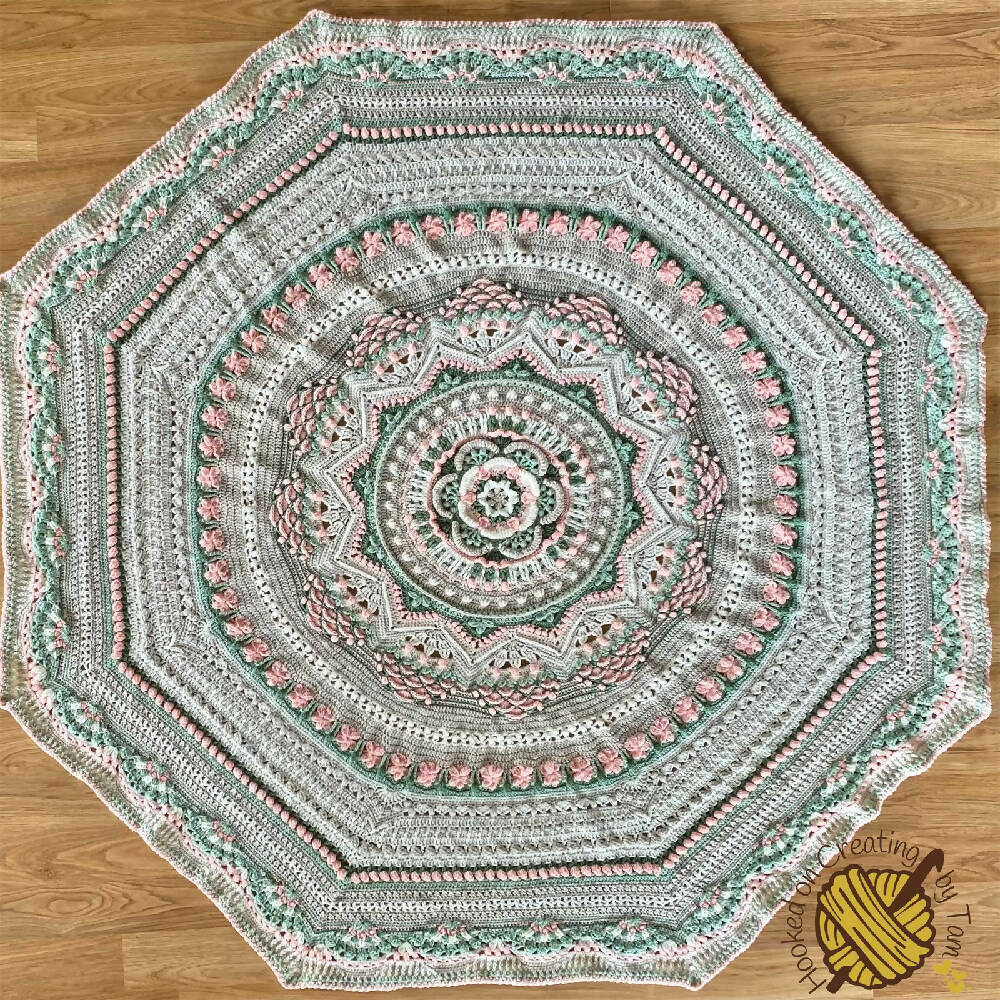 ‘Octagonical’ Handmade heirloom quality Afghan Blanket Throw