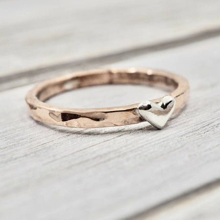 Copper ring with silver heart | Copper heart ring | Copper ring | Handmade copper jewellery
