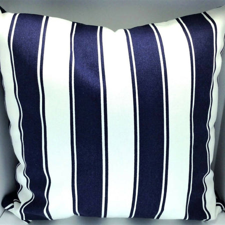 Blue and white striped cushion cover-Coastal throw pillow