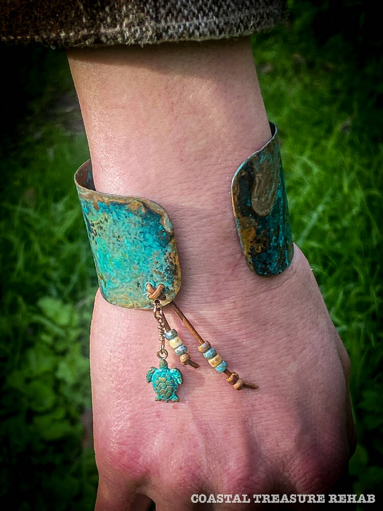 Ocean, Mud & Bush - Hand Forged Copper Cuff - Patina - Oxidised Copper - Artisan Jewellery