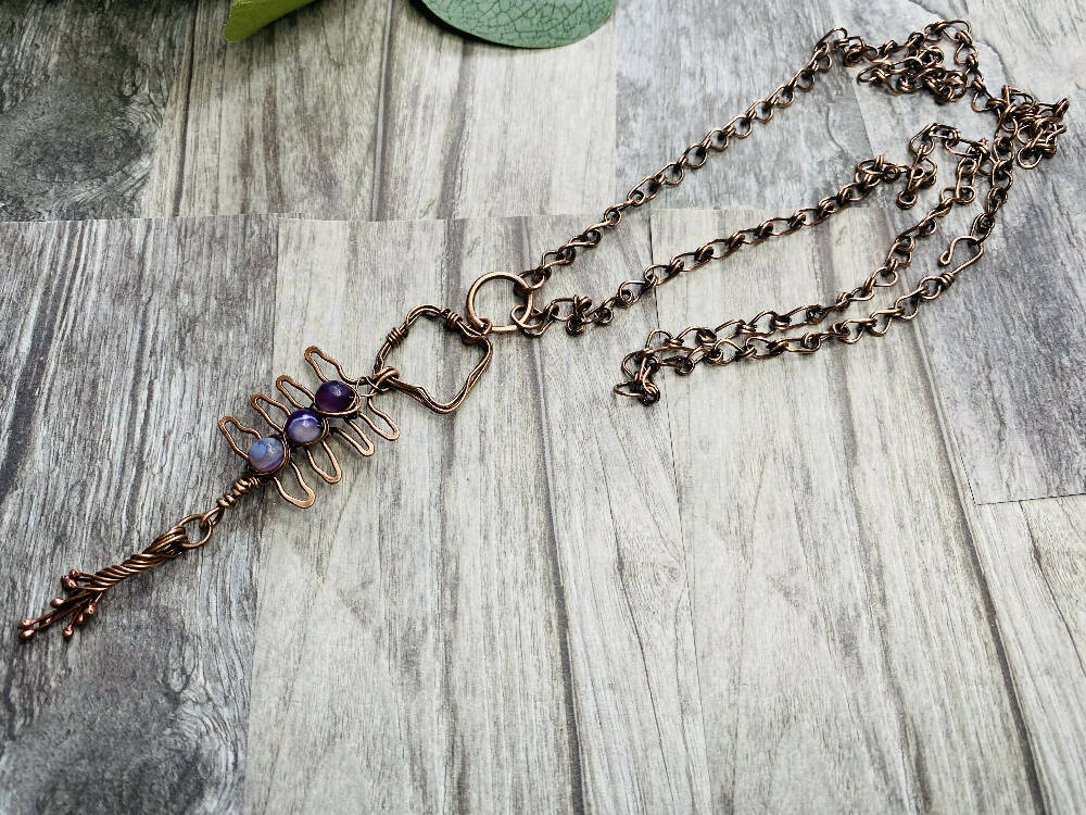 Amethyst Gemstone Abstract Dragonfly Necklace/ Pendant