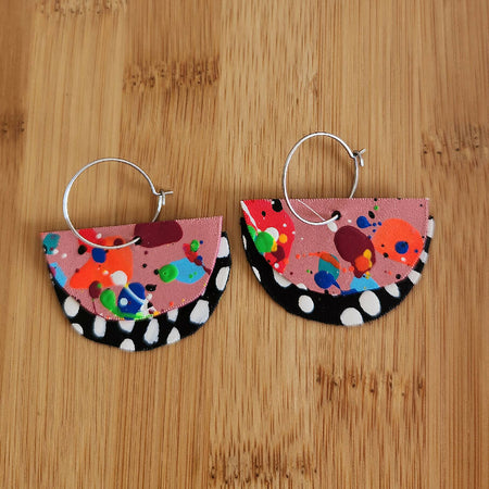 Storm in a teacup lightweight leather statement dangle earrings