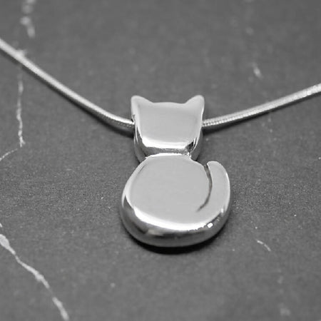 Kitty - Handmade Sterling Silver Cat Pendant with Snake Chain