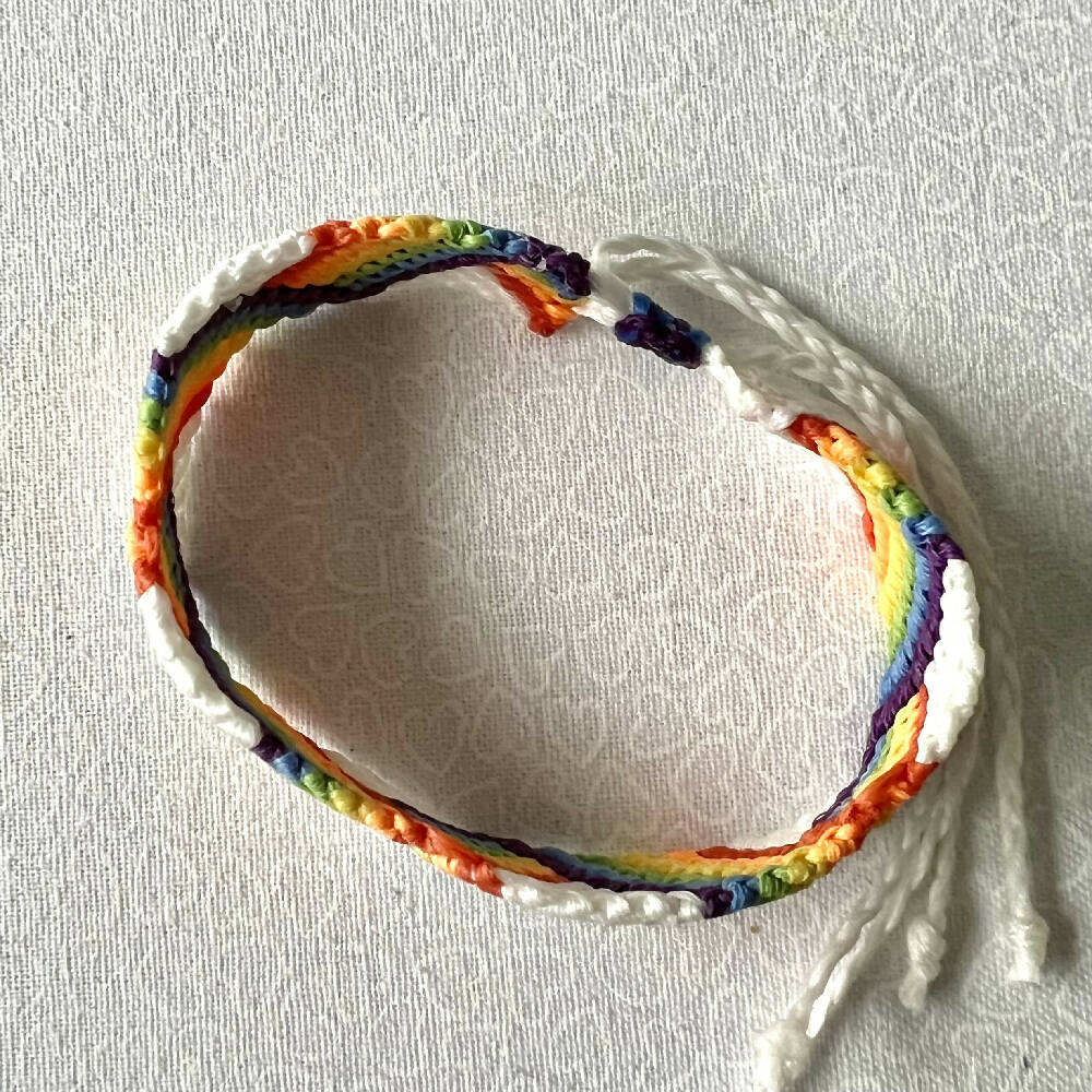 Rainbow Macrame Bracelet (with white)