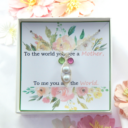 Personalized Pea Pod Necklace Gift from Daughter to Mother