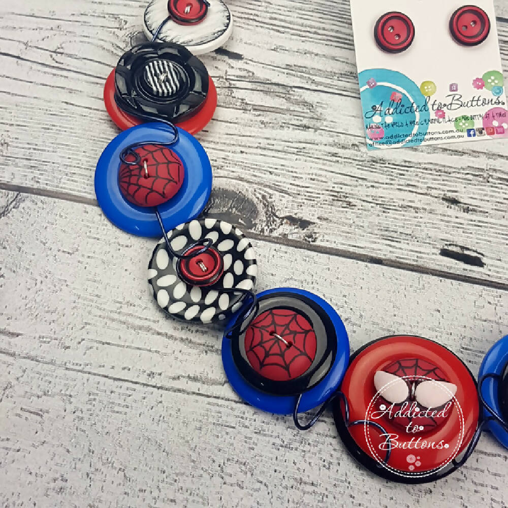 Button Necklace Superhero Spider guy Jewellery Earrings and Necklace