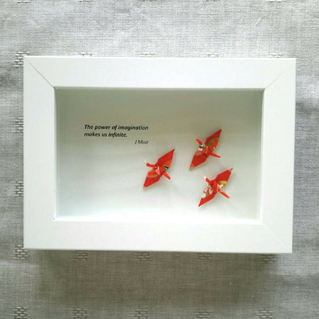 Framed art with quote - The power of imagination makes us infinite