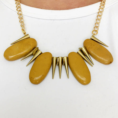 Mustard yellow beaded statement necklace