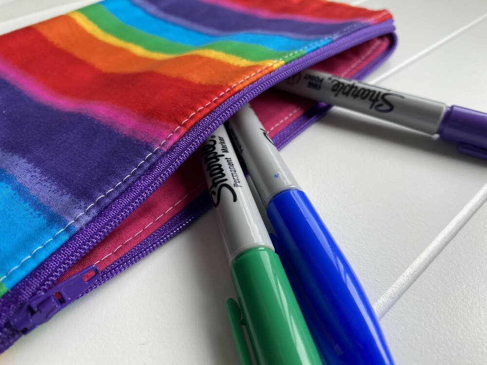 Rainbow striped pencil case