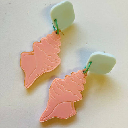 Pastel pink shell earrings