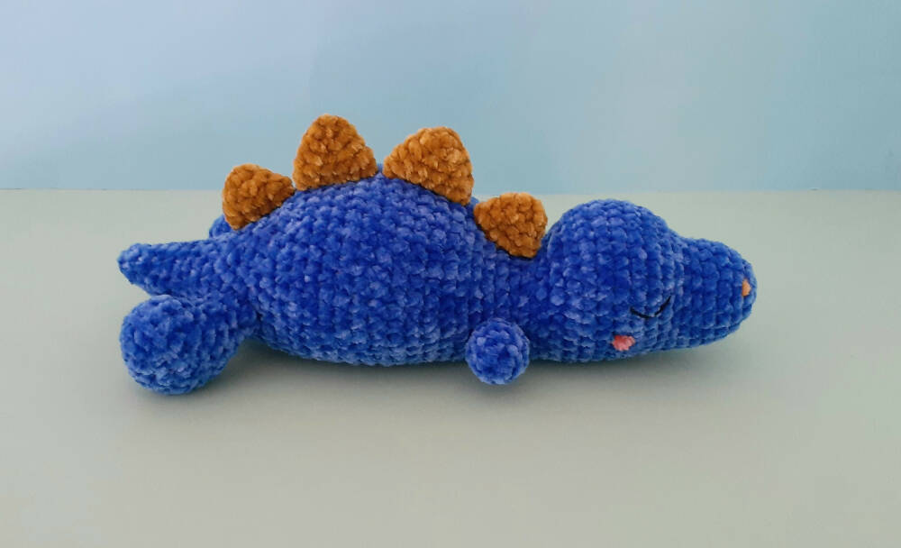 Sleeping crocheted velvet Dinosaur