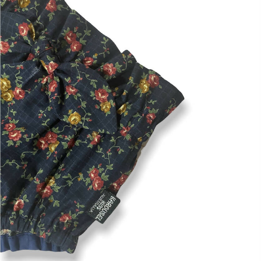 SIZE 1 Vintage Navy Rose Check cotton bloomer panties